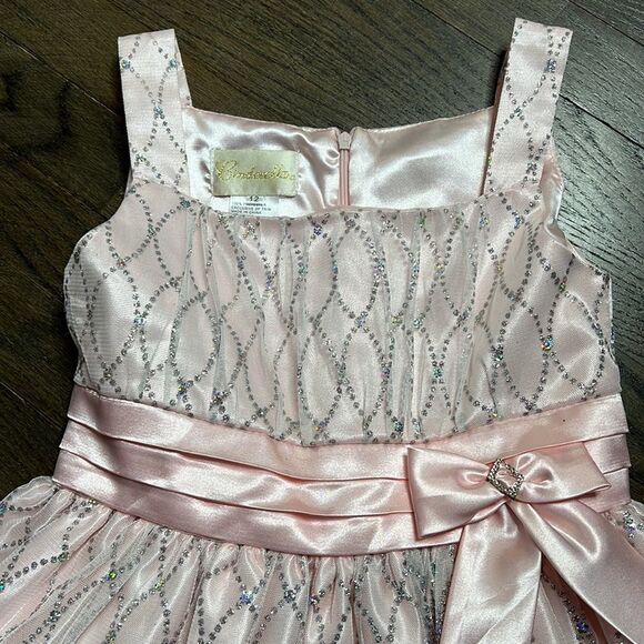 CINDERELLA SWEET & Sparkly Satin Metallic Mesh Overlay Crinoline Party Dress - Picture 3 of 7